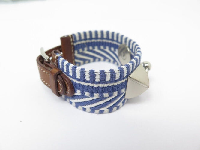 Collier bracelet HERMES rival caval collier de chien cuir barenia toile  rare 58 Facettes 266051
