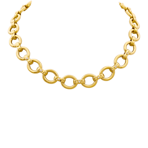 Collier Collier en or jaune, maillons ovales et diamants. 58 Facettes 34706