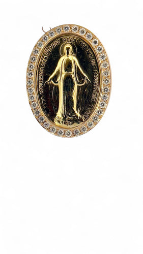 Collier Pendentif médaille miraculeuse or et diamants sur chaine coulissante 58 Facettes