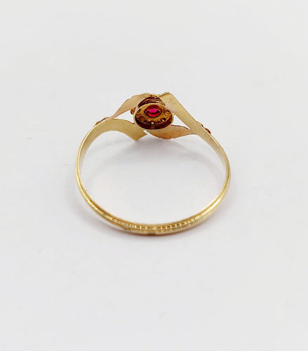 Bague 60 Bague fleur Art nouveau en or 18k, pierre rouge et perles (circa 1900) 58 Facettes A06426