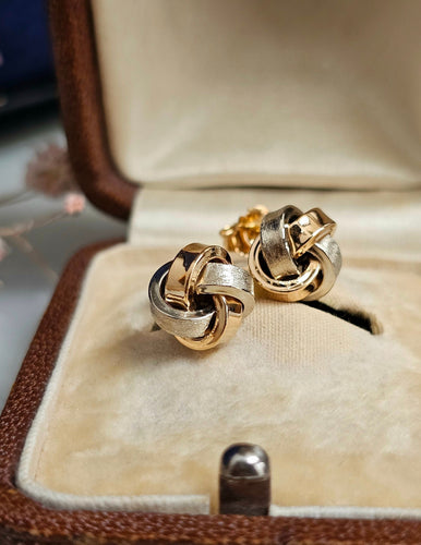 Boucles d'oreilles Boucles d'oreilles nœuds or jaune et blanc 58 Facettes 653