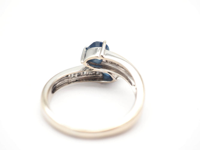 Bague 54 Bague toi et moi en or blanc 750, saphirs et diamants 58 Facettes