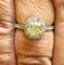 Bague 52 Solitaire en or blanc diamant jaune fancy yellow 58 Facettes