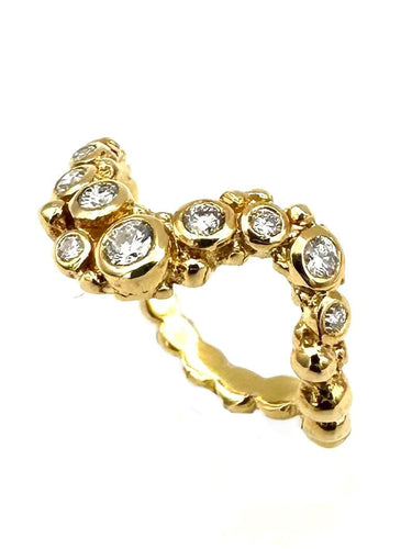 Bague 52 GILBERT ALBERT. Bague or jaune 18K et diamants 58 Facettes