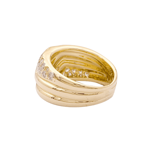 Bague 47 Bague godrons en or jaune et diamants. 58 Facettes 34440
