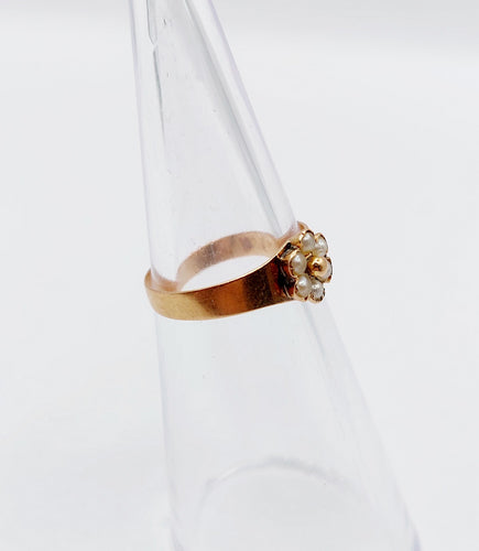 Bague 46 Petite bague marguerite antique or rose perles (circa 1900) 58 Facettes A06298