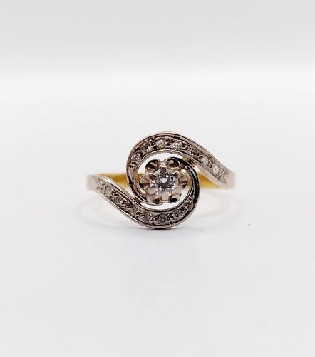 Bague 53.5 Bague tourbillon antique or 18k platine et diamants (circa 1920) 58 Facettes A06335