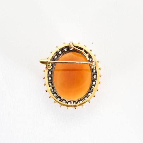 Broche Broche or jaune camée diamants 58 Facettes