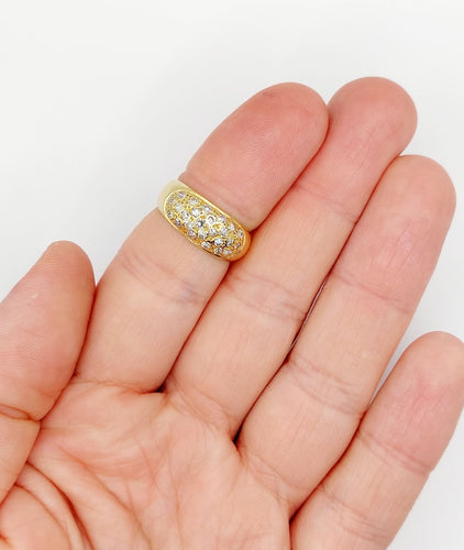 Bague 52.5 Bague jonc bombée or jaune 18k pavé 0,65 carats de diamants taille brillant 58 Facettes A04886