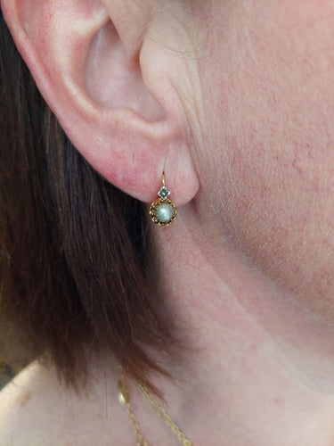 Boucles d'oreilles DORMEUSES ANCIENNES PERLES ET DIAMANTS 58 Facettes 082751