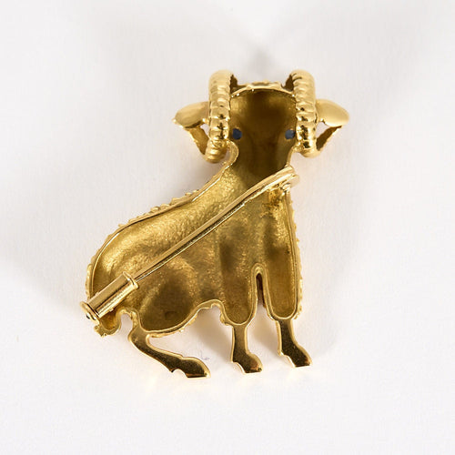 Broche Broche à motif de bouc en Or jaune et saphirs 58 Facettes GAP1621