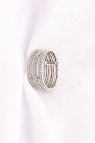 Bague Mauboussin - Bague Le Premier Jour 3 anneaux perlés en or blanc et diamants 58 Facettes 250354