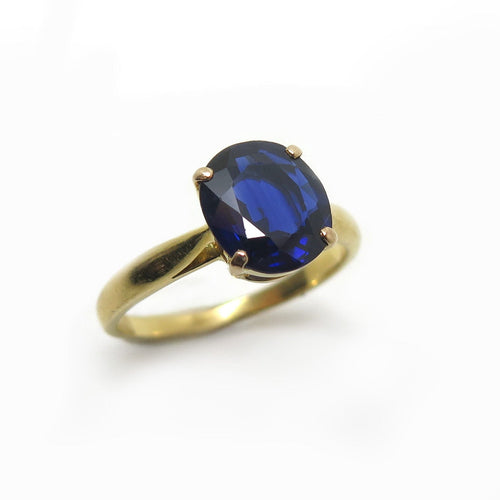 Bague Solitaire en or jaune et saphir 58 Facettes