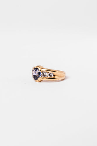 Bague Jonc en or jaune, saphir et diamants