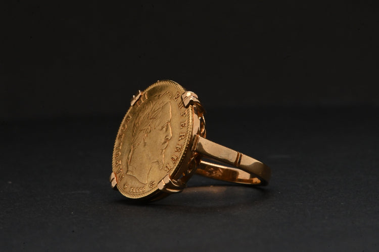 Bague 49 Bague Basée Sur Une Monnaie En Or Napoléon III 58 Facettes