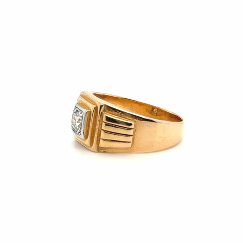 Bague 67 Chevalière or jaune et diamant 58 Facettes 12104/12