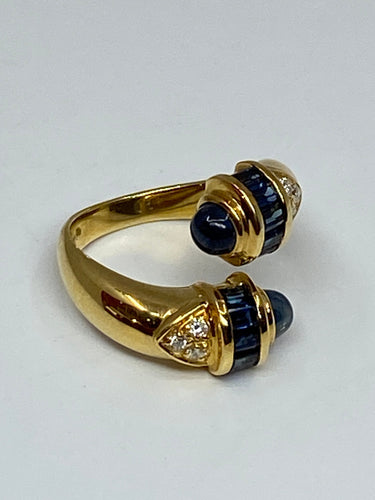 Bague 53 Bague toi et moi en Or jaune, saphirs et diamants 58 Facettes