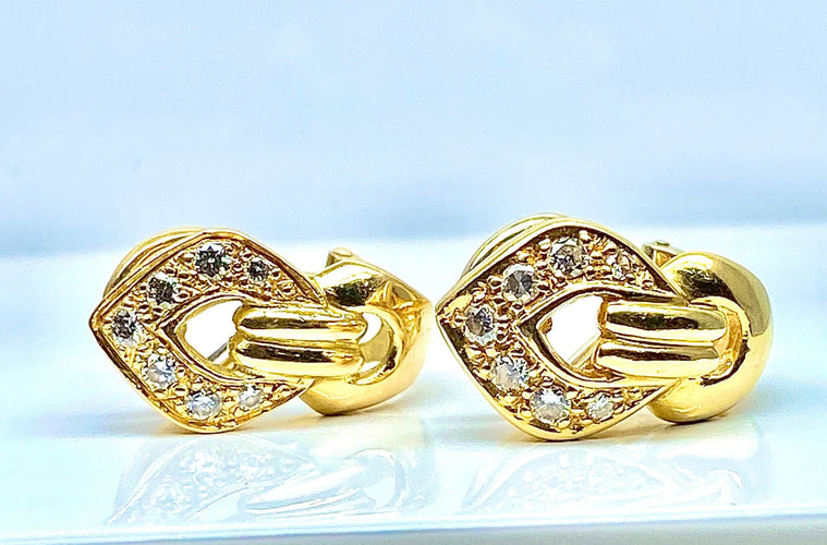 Boucles d'oreilles Paire de boucles d’oreilles en or jaune 18 carats et diamants 58 Facettes AB458