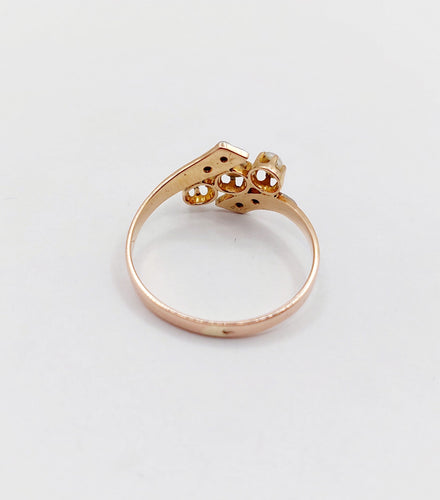 Bague 52.5 Bague antique perles et diamants taille rose en or rose 18k art nouveau 58 Facettes A06321