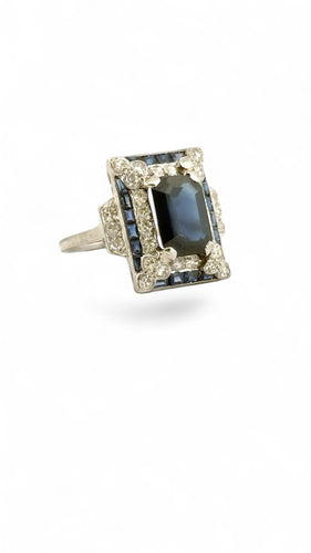 Bague 51 Bague ancienne en platine diamants et saphirs 58 Facettes