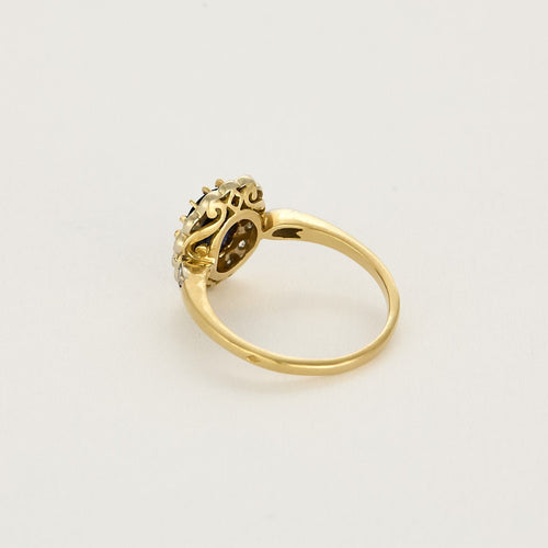 Bague 57,5 Bague marguerite en or jaune et or blanc, saphir et diamants 58 Facettes B250589