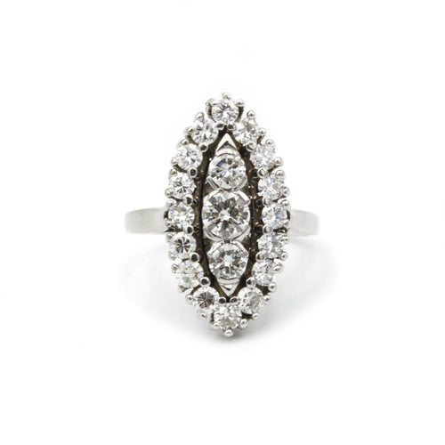 Bague 49 Bague navette or blanc diamants 58 Facettes 220449R