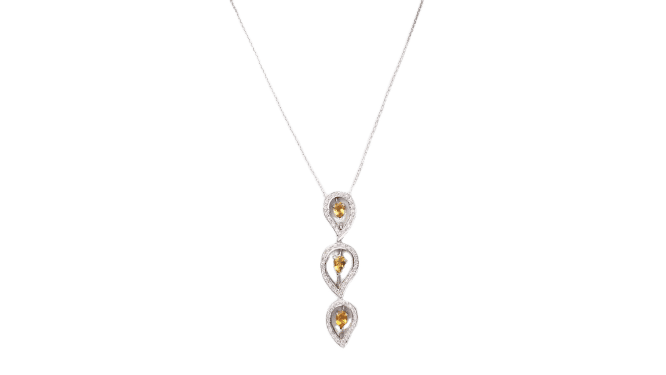 Collier Collier en or blanc 18 kt avec citrine et diamants 58 Facettes 32805b