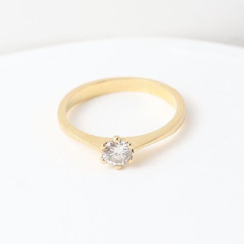 Bague 51 Bague solitaire en or jaune 18 carats avec diamant de 0,28 carat 58 Facettes 129540E
