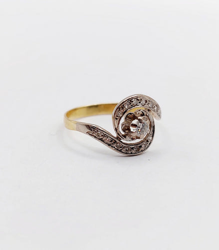 Bague 53.5 Bague tourbillon antique or 18k platine et diamants (circa 1920) 58 Facettes A06335