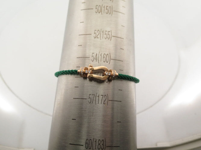 Bracelet bracelet FRED force 10 mm en or rose 18k + cable acier vert 16.5cm 58 Facettes 271014