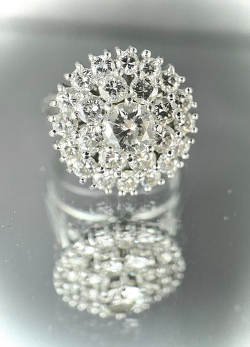 Bague 54.5 Bague fleur or blanc diamants 58 Facettes