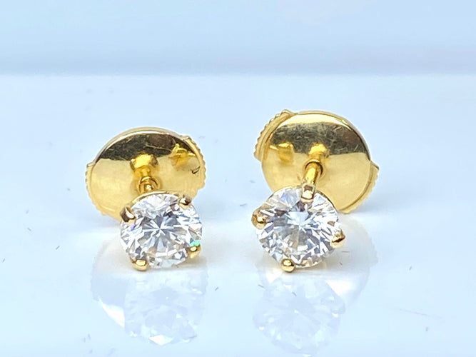 Boucles d'oreilles Boucles d’oreilles puces en or jaune 18 carats, diamants 2x 0,50 carats 58 Facettes AB628