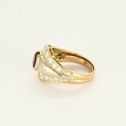 Bague 51 Bague en Or jaune & blanc 18k Rubis 58 Facettes MAN1917X2