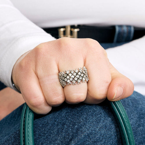 Bague 64 Bague souple, or gris et diamants 58 Facettes 250214