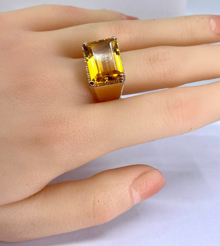 Bague 56 Bague en or jaune, topaze jaune 58 Facettes AB612