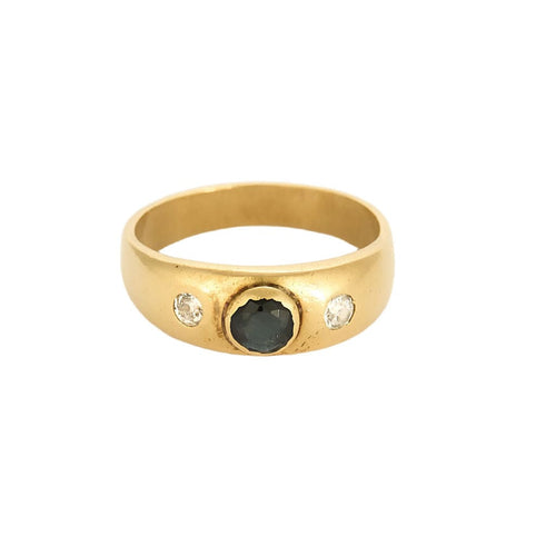 Bague 60 Bague jonc or jaune et saphir 58 Facettes SMA0080
