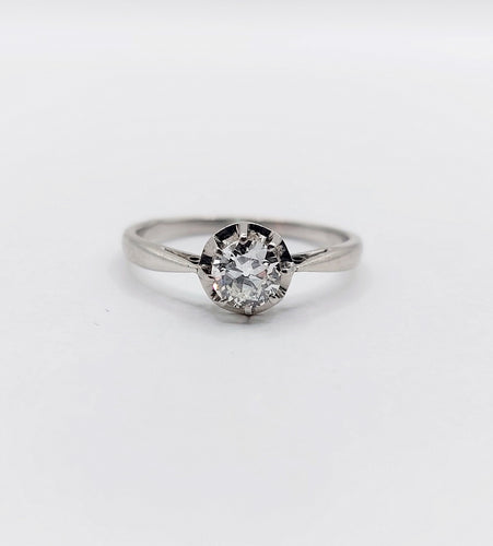 Bague solitaire art deco Platine diamant taille ancienne 0,43 carat (circa 1930)