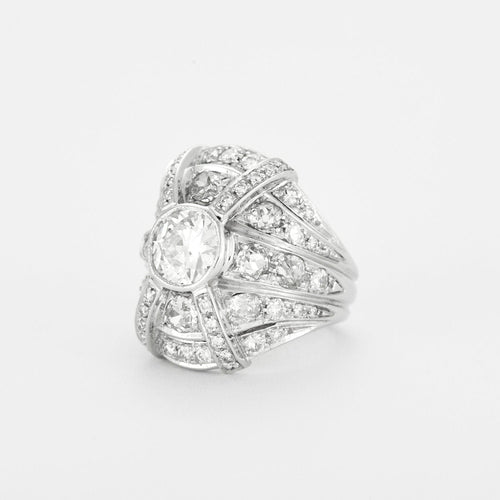 Bague 53 Bague style Art Déco Diamant 1.55ct 58 Facettes 1972