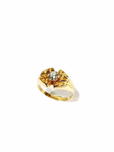 Bague 59 Bague solitaire en or rose 18 carats et diamant taille brillant 58 Facettes