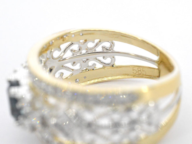 Bague 54 Bague exclusive en or sertie de diamants et d'une pierre précieuse 58 Facettes 2329