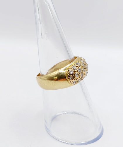 Bague 52.5 Bague jonc bombée or jaune 18k pavé 0,65 carats de diamants taille brillant 58 Facettes A04886