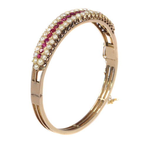 Bracelet Bijoux de la Grande Époque : Bracelet jonc victorien en rubis 58 Facettes 21273-0594
