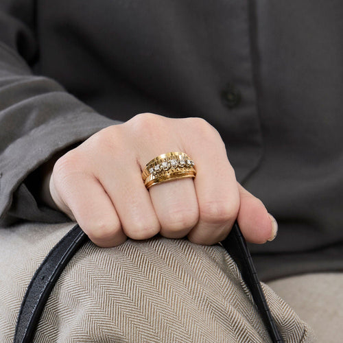 Bague 58.5 Bague bandeau or jaune et diamants 58 Facettes SQU3184