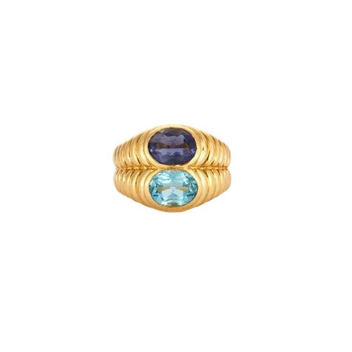 Bague Bague double améthyste aigue-marine 58 Facettes LP618/15