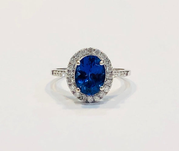 Bague Bague or blanc tanzanite et diamants 58 Facettes