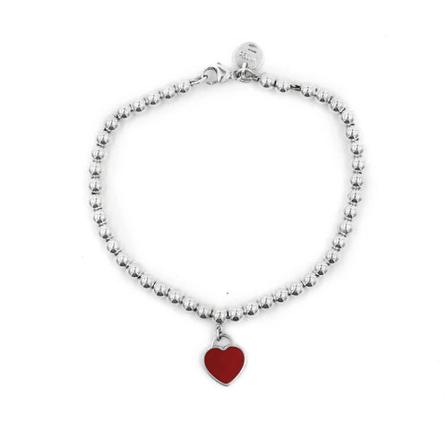 Bracelet Tiffany & Co. - Bracelet en argent sterling avec breloque cœur rouge. Veuillez retourner à Tiffany. 58 Facettes