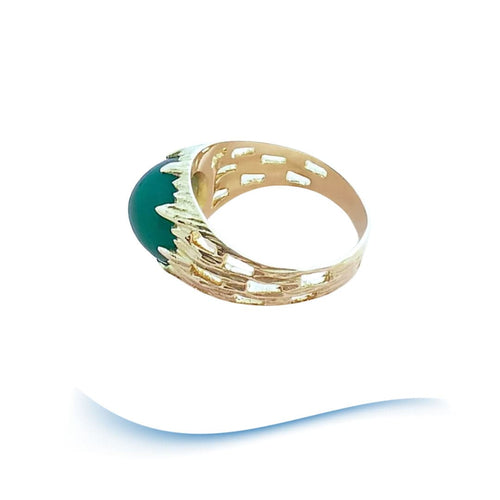 Bague 54 Bague agate verte en cabochon or jaune 58 Facettes AA 1694