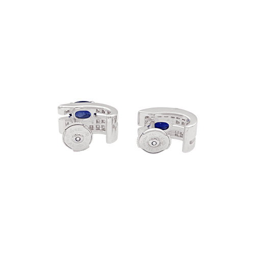 Boucles d'oreilles Boucles d'oreilles saphirs, diamants, or blanc. 58 Facettes 34264