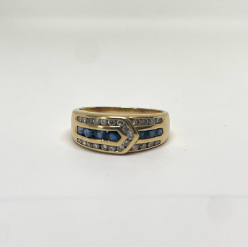 Bague 49 Bague or jaune saphirs et diamants 58 Facettes