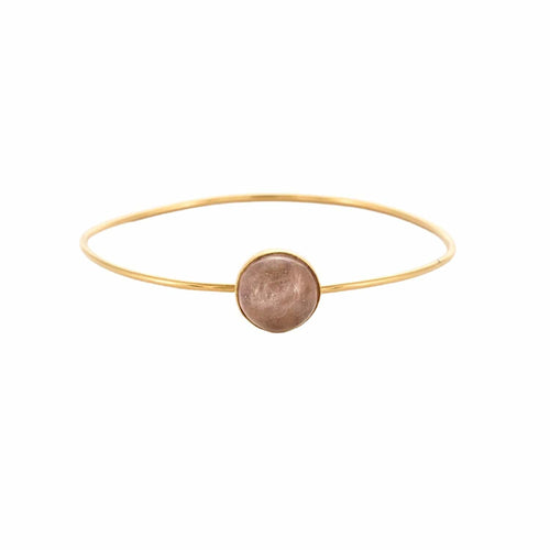 Bracelet Bracelet jonc rigide ouvrant or jaune et cabochon quartz rose 58 Facettes EVR2571